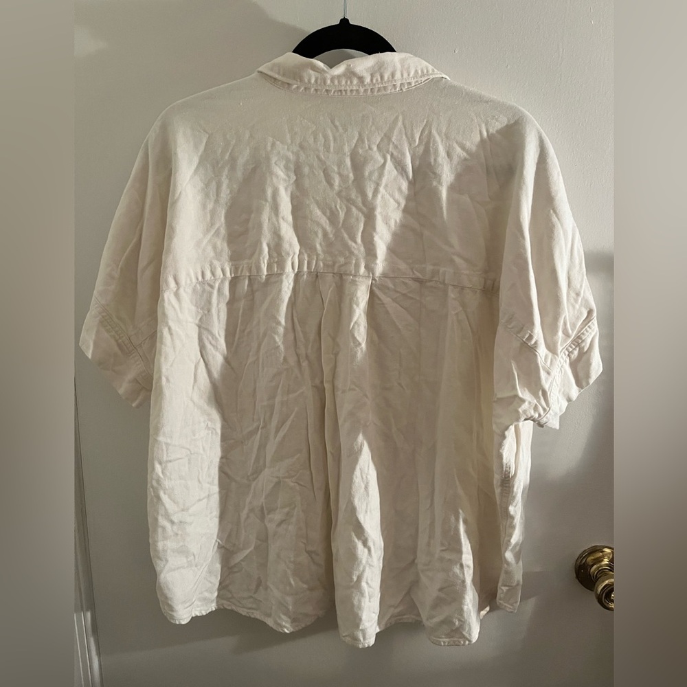 Free Assembly Linen Blend Button Down Shirt with Short Sleeves - Picture 7 of 8
